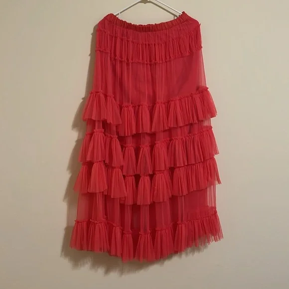 NEW Anthropologie Nikasha women Tiered pink Tulle skirt size large